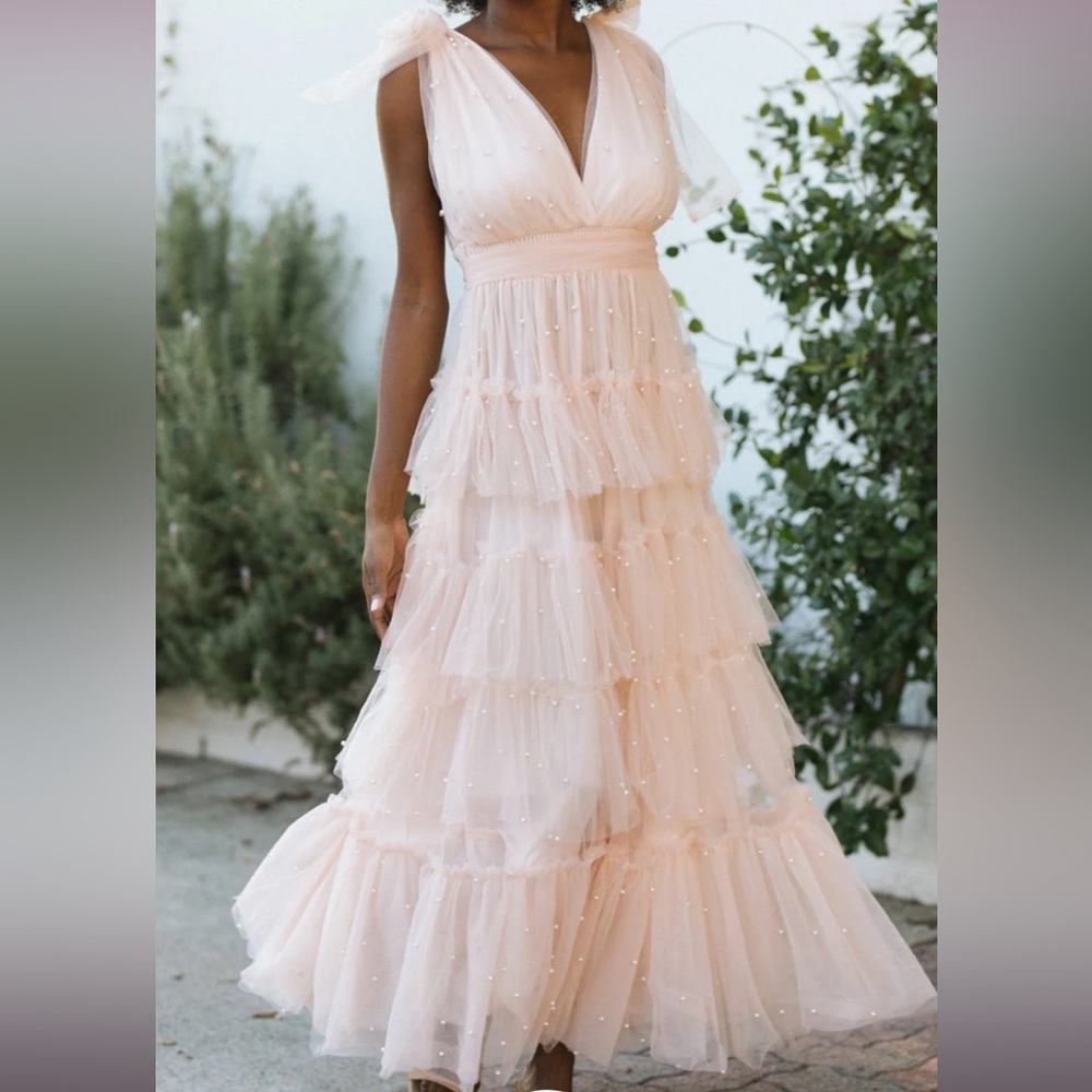 Delilah Tiered Pearl Maxi Dress